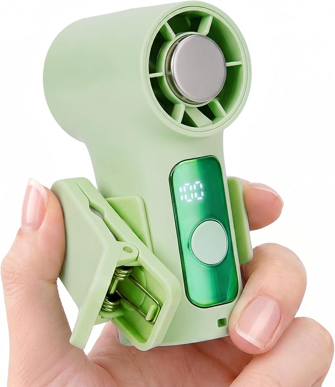 Clip-On Portable Fan Rechargeable Personal Handheld Mini Fan with LED Display Stroller Fan 360° Rotatable Small Bladeless Fan Clip on for Shirt 6-Speed For Outdoor & Travel & Office by Unknown