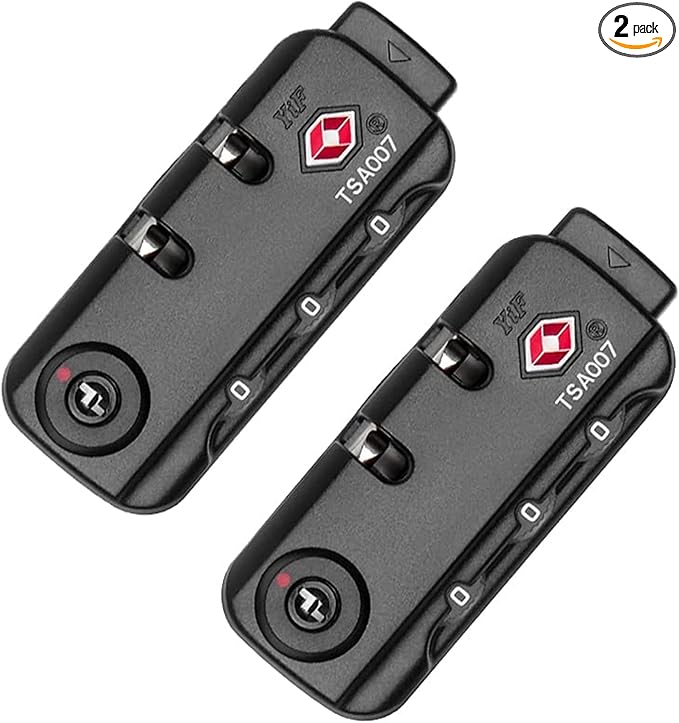 TSA007 Padlock Luggage Travel Lock and 3 Digits Self-Setting A Variety of Different Combinations Luggage Bag Travel Security Code Lock, Black, 2 Pack by Lizipai