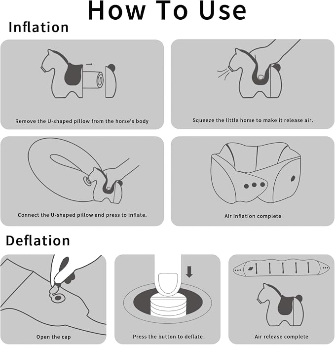 InfInflatable Travel Neck Pillow Built-in Pump & Cute Storage Bag | Adjustable Cervical Support Travel Pillow For Airplane, Train, Office, And Long Trips. Hygienic Fabric (Blue) - Image 6
