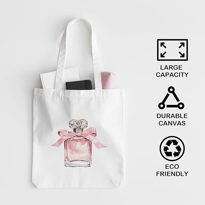 JINYO Preppy Canvas Tote Bag, Inspirational Tote Bags for Women - Image 5