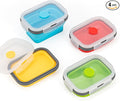Collapsible Food Storage Containers with Airtight Lid, 11.8 oz, Small Kitchen Stacking Silicone Collapsible Meal Prep Container Set for Leftover, Microwave Freezer Dishwasher Safe, 4 Colors, Set of 4 by Annaklin