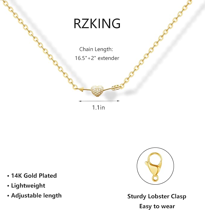 RZKING Golden Necklace for Women, Dainty Butterfly Heart Bow Rose Necklace, Gifts for Best Friend Sister Mom Girlfriend, Graduation Chritmas Birthday Anniversary Thank You Gifts - Image 2