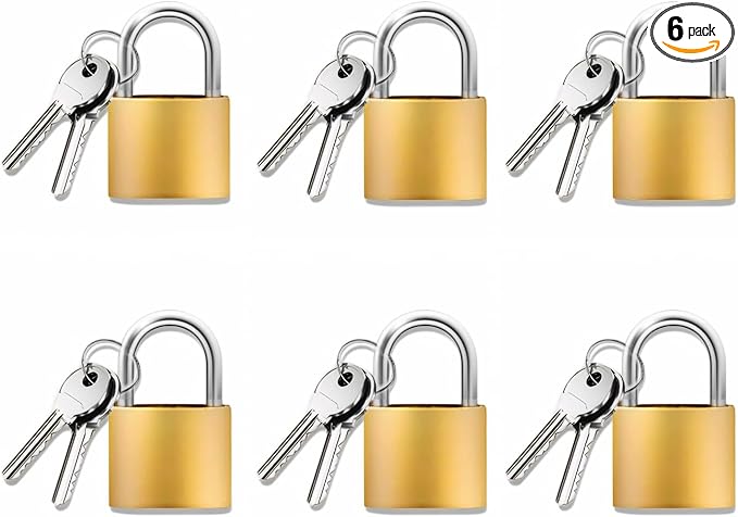 Luggage Locks with Keys, 20mm Small Padlock School Gym Locker Lock | Keyed Metal Pad Locks For Travel Baggage & Suitcases, 6 Pack by Unknown