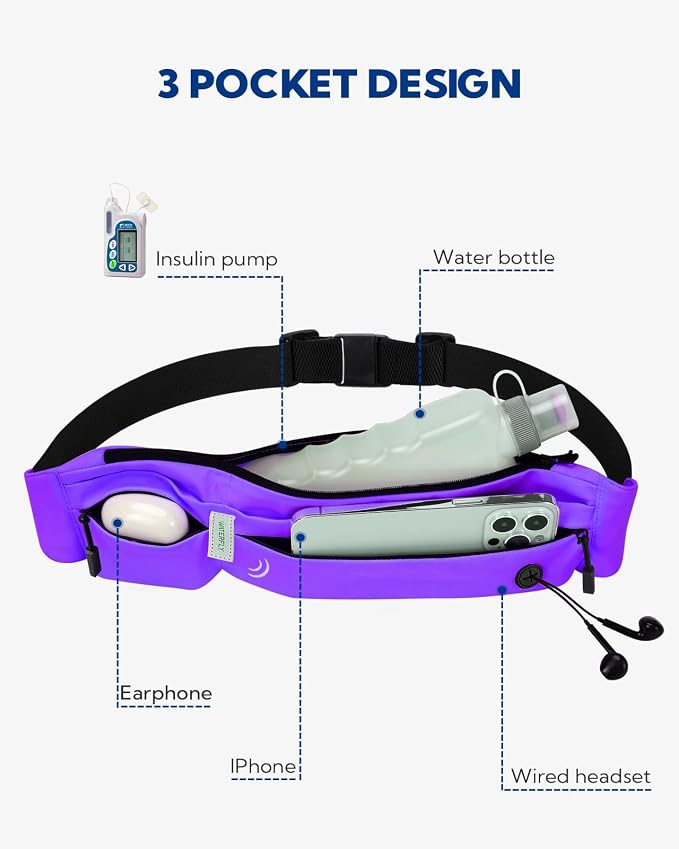 WATERFLY Running Belt Fanny Pack:Phone Holder Belt for Men Women | Lightweight, Soft and breathable fabric,SBS zipper, adjustable waist belt, Zero bounce, Suitable for running workout Fitness - Image 4