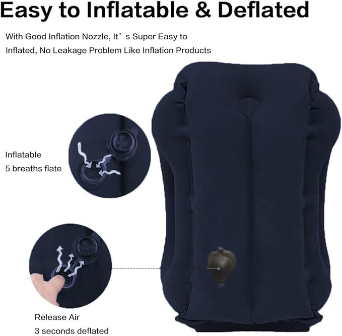 Inflatable Travel Pillow for Airplane, Inflatable Neck Air Pillow for Sleeping(Blue) - Image 4