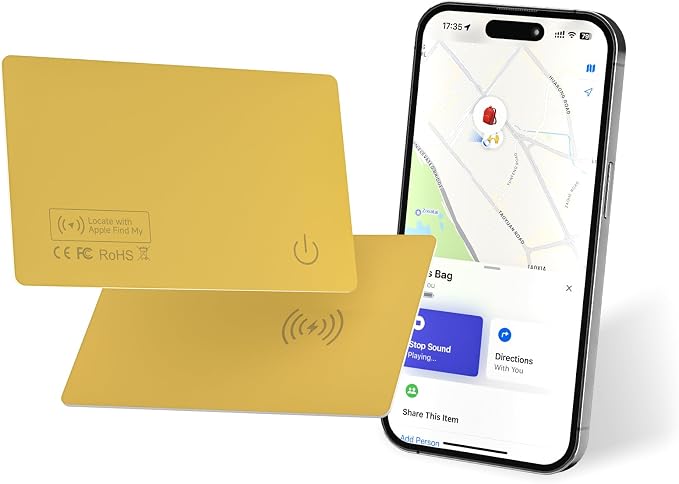 2026 [Apple MFi Certified] (iOS Only) Wallet Tracker Card, Rechargeable Thin Finder, Works with Apple Find My (iOS Only), Item Locator for Luggage Tags, Passports, Phone (Yellow-for iOS, 1) by eirix