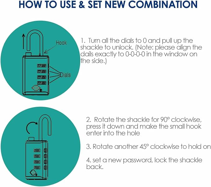 4 Pack TSA Approved Travel Luggage Locks 4-Digit, Open Alert Suitcase Combination Lock, Keyless Zipper Padlocks, TSA Accepted Compatible Padlock for Gym Locker, Golf Bag Case, Anti Theft-Black - Image 8