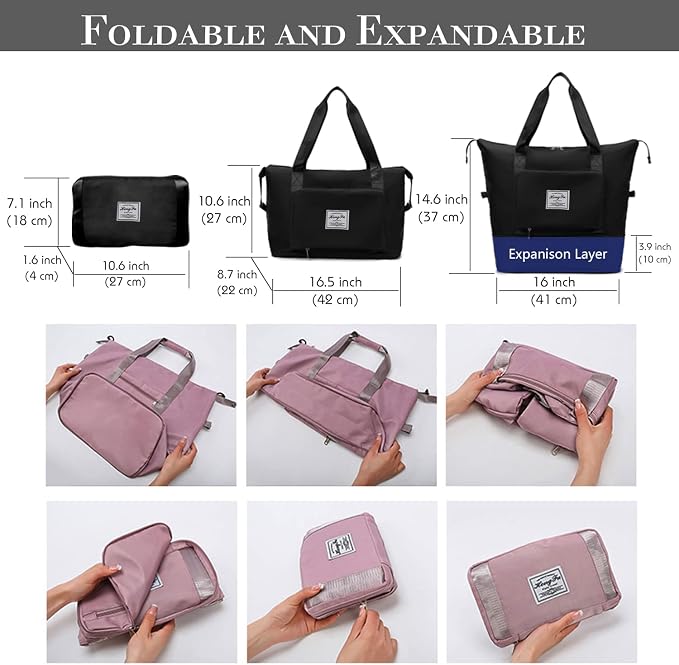 Travel Duffel Tote Bag,Travel Weekender Overnight Bags Women Carry On Bag Totes for Airplanes,Sports Gym Duffle with Trolley Sleeve - Image 3