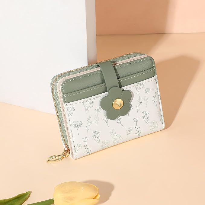 Small Wallet for Women Rfid Bifold Leather Card Holder Wallet With Zipper Pocket - Image 6