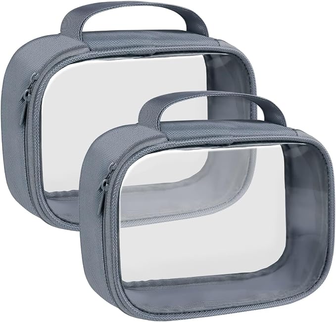 Moyad TSA Approved Toiletry Bag Clear Quart Size Travel Bags Makeup Bag | Large Opening, for Men and Women, Carry on Airline Compliant, Transparent Liquids Pouch, Grey by Moyad