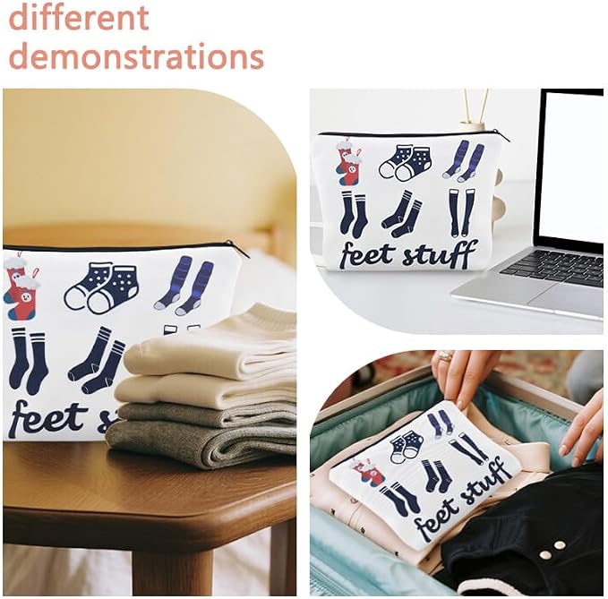 Sisadodo Feet Stuff Storage Bag for Women Travel Cosmetic Bag with Zipper Travel Toiletry Bag for Men Short Long Stock Organizer Storage Bag Feet Stuff Bag Pouch - Image 6