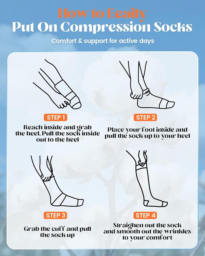 LEVSOX Cotton Compression Socks for Women Men 20-30 mmHg Knee High Cute Support Sock for Nurses Flying Pregnancy - Image 6