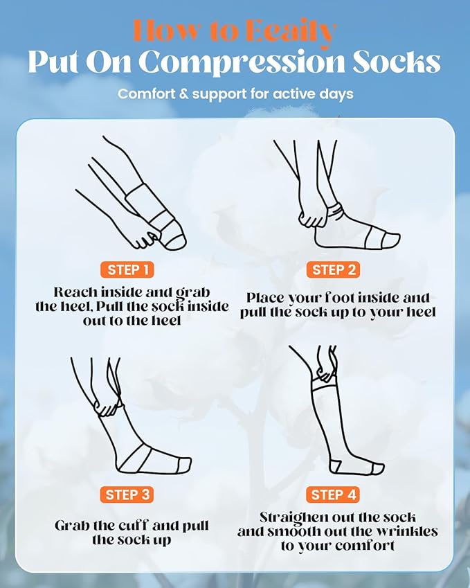 LEVSOX Cotton Compression Socks for Women Men 20-30 mmHg Knee High Cute Support Sock for Nurses Flying Pregnancy - Image 6
