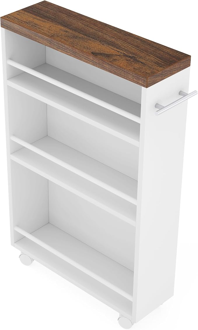 Tribesigns Slim Storage Cart, Rolling Narrow Kitchen Cart on Wheels for Small Place, 4-Tier Slide Out Slim Utility Cart Skinny Laundry Cart with Handle for Kitchen, Bathroom, Laundry - Image 8