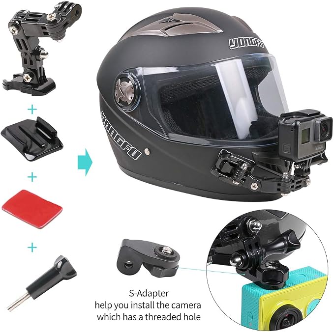 Motorcycle Helmet Chin Mount Kit Compatible with GoPro 13/12/11/10/9, DJI Action 6/5 Pro/4/3, AKASO and More Action Cameras - Image 3