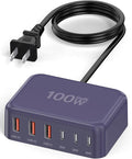100W 6 in 1 USB Charger, 50% Smaller Charging Station for Multiple Devices | Fast Charging Blocks with Type C Port, USB Charging Hub Organizer Multiport Power Strip for iPhone,Samsung,Ipad,Kindle,Travel by BOVICAS