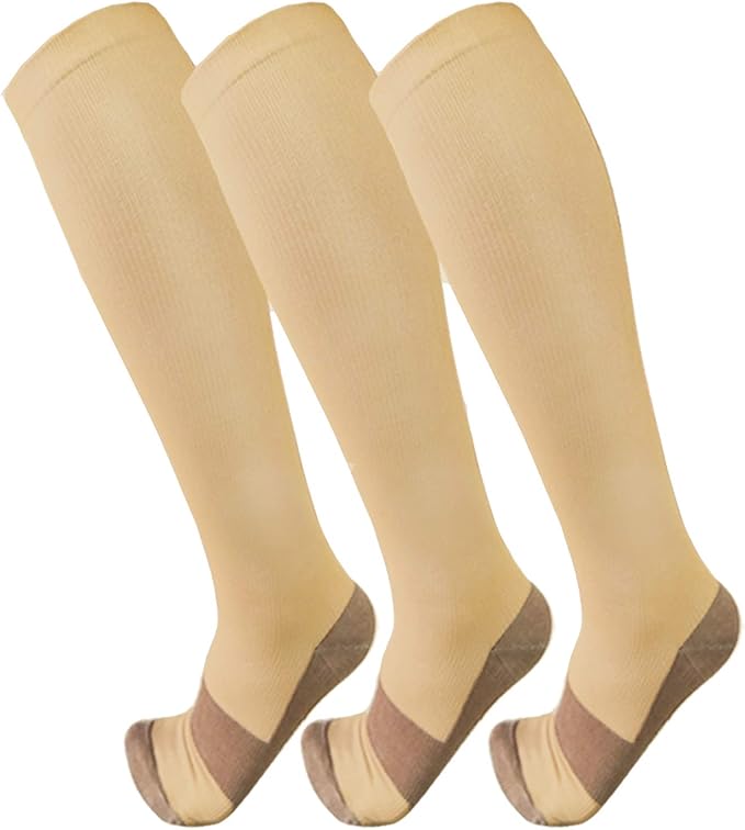 FuelMeFoot 3 Pack Copper Compression Socks - Compression Socks Women & Men Circulation - Best for Medical,Running,Athletic by FuelMeFoot