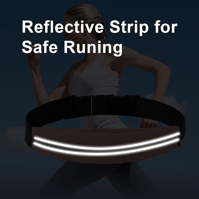 Slim Running Belt for Women and Men, Waterproof Phone Holder for Running, Reflective Waist Pack for Storing Runner’s Essentials Safely, Runner’s Fanny Pack, Money Belt Fits Most Phones (Light Pink) - Image 5