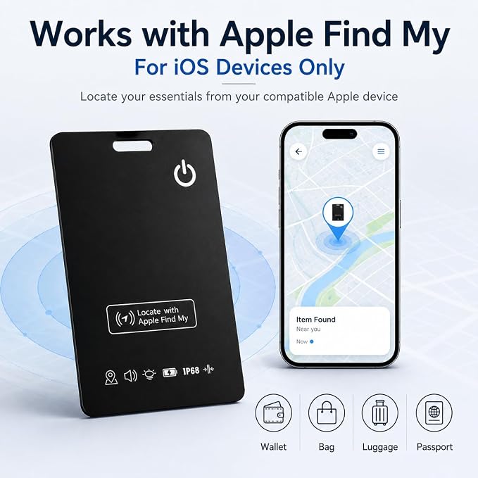 Rechargeable Wallet Tracker Card for Apple Find My, iOS Only, 2 Pack | Ultra-slim fit, sound alerts, last known location, up to 5 months per charge, no subscription; a practical travel gift - Image 2