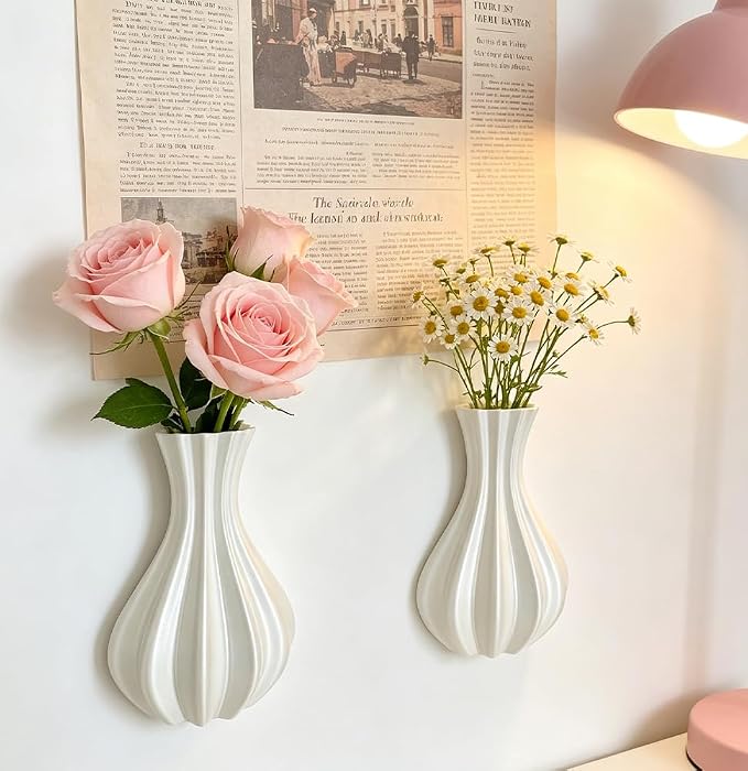 Elegant Vase Magnets for Fridge, Minimalist Flower Arrangement Holders, Nordic Style Hydroponic Vases, Magnetic Refrigerator Decor for Kitchen Bedroom Storage Office, 2 Pieces, White - Image 3