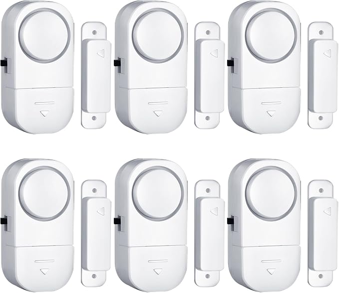 Door Window Alarm, 95DB Door Alarms for Kids Safety, Wireless Sensor Door Window Burglar Alarm-Window Pool Alarms for Home (6 Pack) by HIIXHC