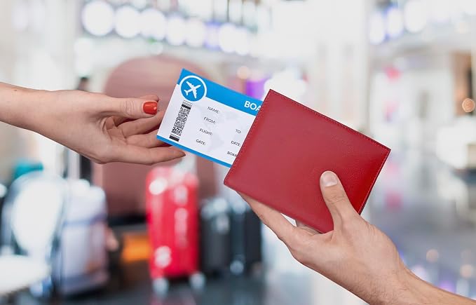 Red RFID Genuine Leather Passport Wallet - Image 7