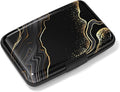 Rimilak Aluminuml Credit Card Holder,Black Gold Mable | Mini Credit Card Wallet RFID Blocking Slim Metal Hard Case for Women Men by Rimilak