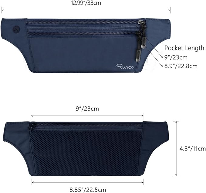 Ryaco Money Belt, Slim Passport Holder RFID Blocking Hidden Wallet Travel Essentials Pouch for Women Men With Adjustable Strap Waist Bag to Protect Cash, Credit Cards and Documents - Image 5