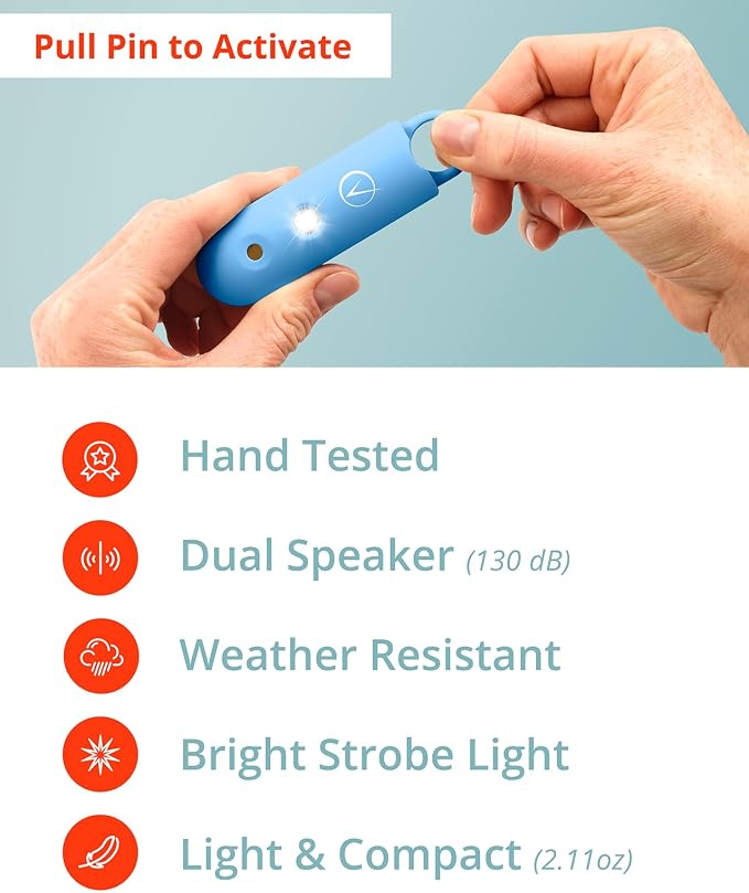 Vantamo Personal Alarm for Self Defense with Low Battery Notice, Strobe Light & Extra Loud 130 dB Double Speakers Safety Keychain Set for Women, Rechargeable Panic Button for Womens Self Defense - Image 6