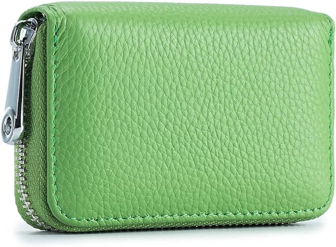 RFID Credit Card Holder Genuine Leather Credit Card Wallet with Zipper | RFID by EASTNIGHTS
