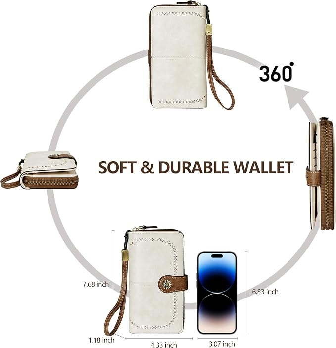 TFKGS Wallet for Women RFID Blocking Leather Large Capacity Card Holder Ladies Phone Clutch Travel Long Purse Wristlet | RFID Blocking - Image 4