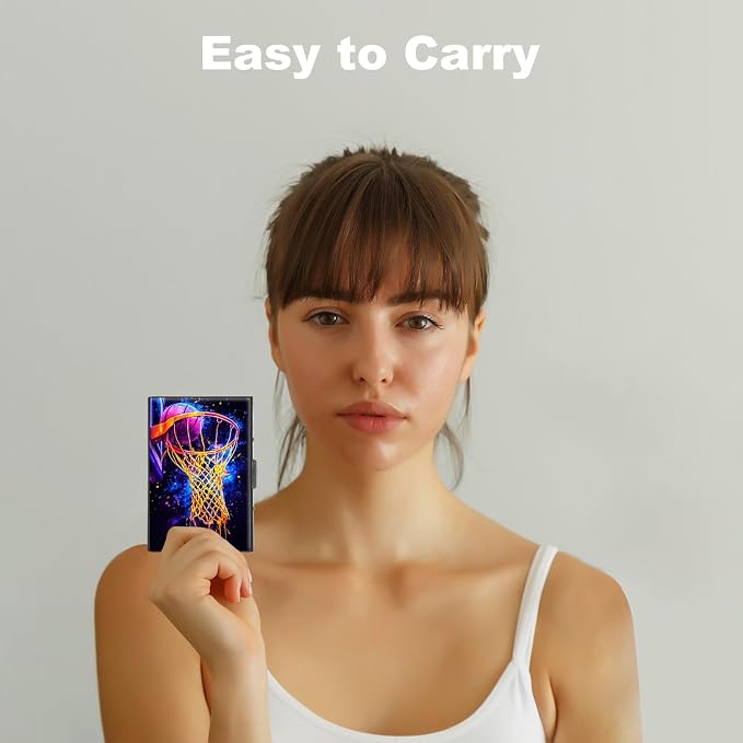Metal Wallet,Credit Card Holder for Women,Slim RFID Blocking Credit Card Holder Thin Aluminum Wallet ID Case,6 Slot Business Mini Hard Metal Case for Women/Men,Purple Basketball - Image 6
