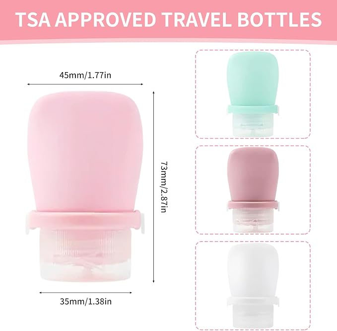4 Pack 1oz Silicone Travel Bottles Leak Proof Squeeze Bottles For Toiletries Shampoo Conditioner Lotion Salad Dressing Travel Size Containers - Image 2