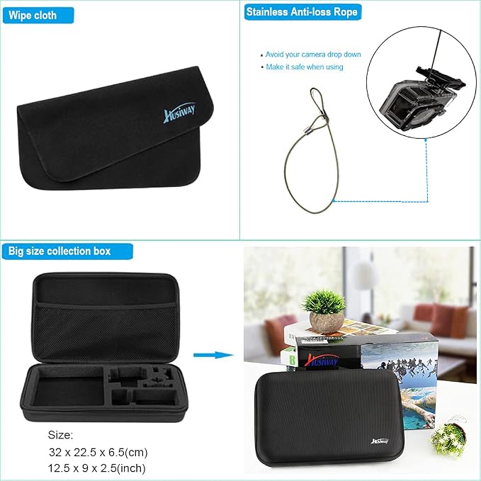 Accessories Kit for Gopro Hero 13 12 11 10 9 Black Waterproof Housing Silicone Case Glass Screen Protector Bundle for Go pro Gopro13 Gopro12 Gopro11 Gopro10 Hero13 Hero12 Hero11 Hero10 Camera 62E - Image 6