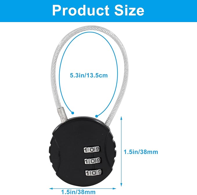 Waziaqoc 2 Pcs Wire Rope Lock, Mini Combination Lock, Pink, Black | Wire Rope Padlock, For Luggage, For Gym Locker, For Jewelry Box, For Backpack - Image 2