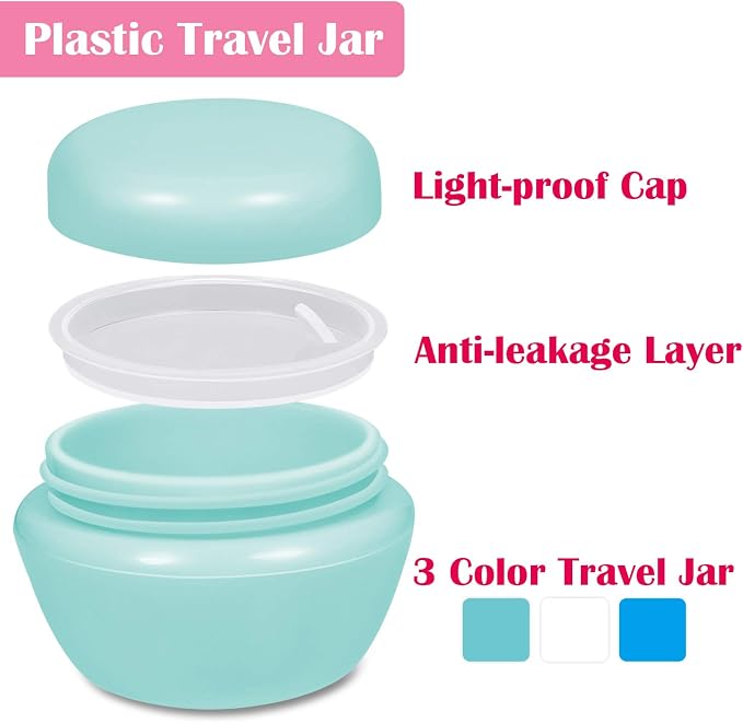 selizo Travel Bottles Containers Silicone and Plastic Cream Jars with TSA Approved Toiletry Case for Toiletries Cosmetic Makeup Body Hand Cream Lotion Shampoo - Image 3