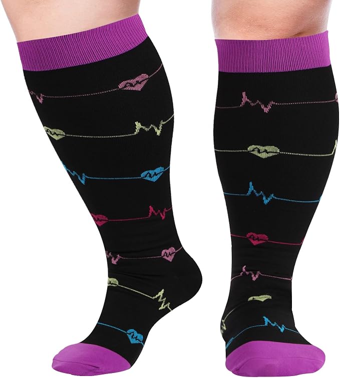Abodhu Plus Size Compression Socks for Women& Men 15-20mmHg Wide Calf Knee High Socks by Abodhu