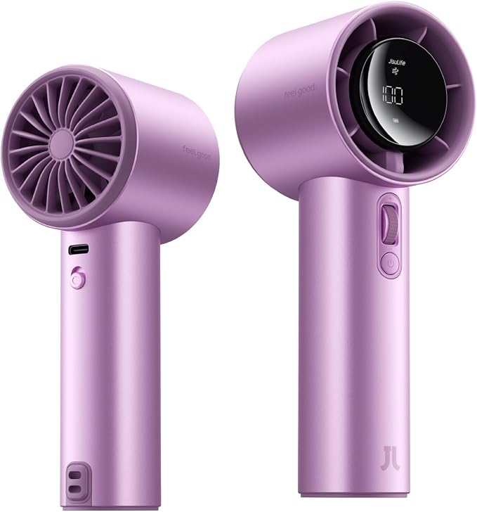 JISULIFE Handheld Fan Pro1S - Next-Gen Airflow: Up to 40H Runtime | Electroplated ABS-Luxury Shine, 1-100 Speed Scroll Wheel, 5000mAh-Portable Fan for Travel, Gifts for Women(Chrome Purple,1Pc) by LivechillStaycool