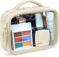 BAGSMART Puffy Clear Toiletry Bag, TSA-Approved & Wide-Open, 1-Pack, Beige | Travel Makeup Bag with Handle, Cosmetic Bag with Double Zipper for Women by BAGSMART
