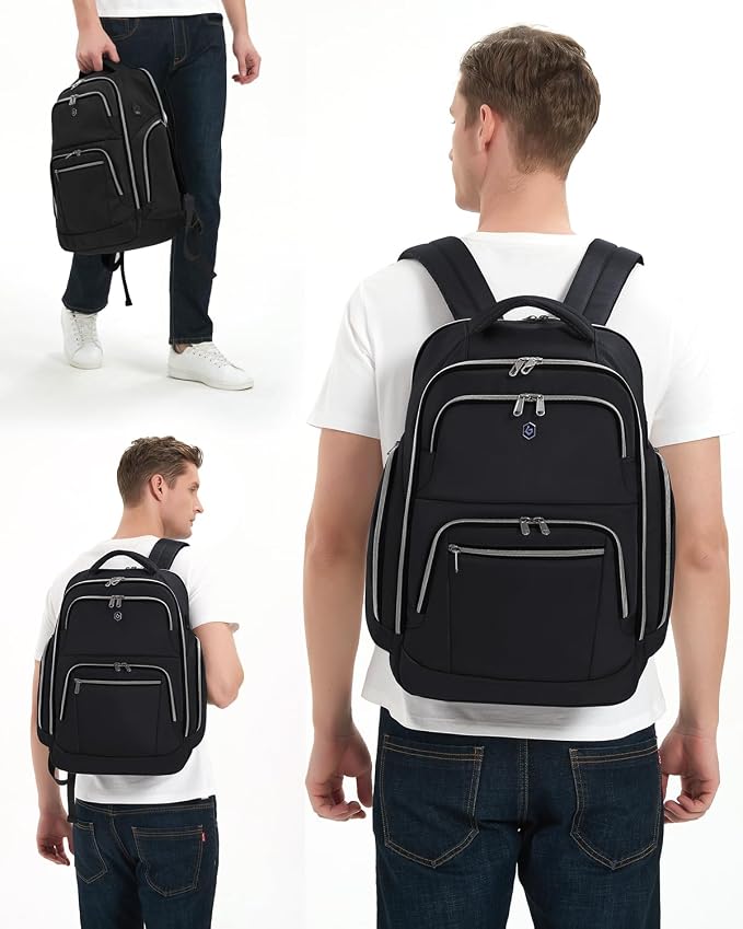 Blue Quartz Laptop Computer Backpack for Men Women,College Backpack fit 16Inch Laptop,Anti Theft Backpack with RFID Blocking,Travel Carry On Backpack,Business Work Pack (Black) - Image 5