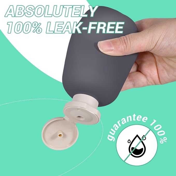ASEVAT 6.7oz Refillable Plastic Travel Shampoo Bottles, Empty Travel Shampoo and Conditioner Bottles Reusable, Travel Size Shampoo Bottle, Hand Soap Dispenser for Vacation,Gym, Home(Grey) - Image 8