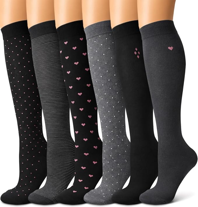 6 Pack Copper Compression Socks for Women and Men Circulation-Best Support for Medical,Running,Nursing,Athletic by Bluemaple
