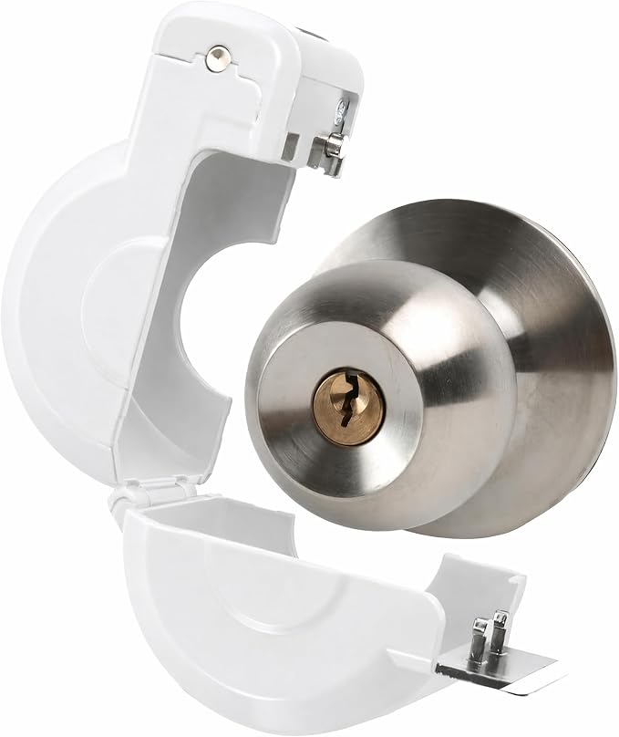 PUGED Door Knob Lockout Device Cover to Disable Doorknob/Faucet/Water Valve Hose Lock Door Handle Temporary Lock for Bedroom Door from Outside Door Handle Without Drilling (2, White) - Image 8