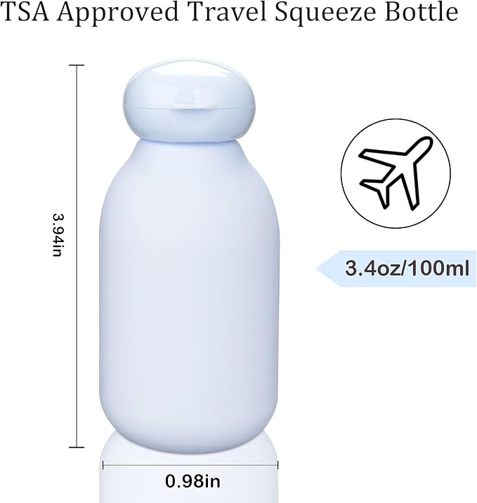 2 Pack 3.4 oz/100ml Travel Squeeze Bottle with Flip Cap, Blue | Shampoo and Conditioner Bottles, Empty Plastic, Travel Accessories, Toiletry Cosmetic Containers - Image 4