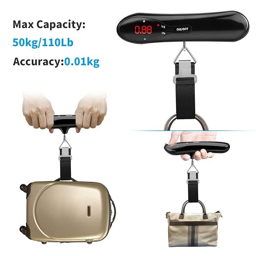 Digital Luggage Scale 110lb Portable Travel Hanging Suitcase Weight Scales | Handheld Baggage Scale for Travel Essentials Postal Baggage Backpacks Packages, Backlight LED Display Battery Included - Image 3