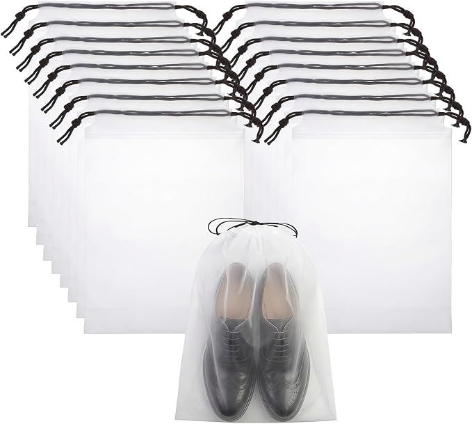 Drawstring Shoe Bags Shoe Bags for Packing, Storage Reusable Waterproof Shoe Organizers for Sneakers & Clothes, Translucent Travel Bags for Men Women (16 Pack) by Unknown