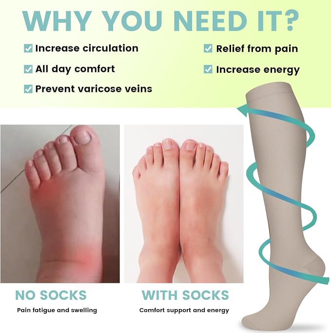 Copper Compression Socks 15-20 mmHg for Men & Women 8 Pairs – Circulation Support for Nurses, Travel, Running, Hiking, Soccer - Image 4