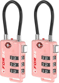 Forge TSA Approved Cable Luggage Locks, 2 Pink Locks, Re-settable Combination with Alloy Body by Forge