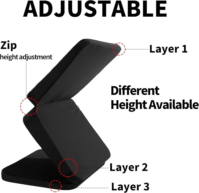 HOMBYS Adjustable Car Booster Seat for Short Drivers, 3 Heights for Different People, Adult Car Seat Cushions for Driving, Supportive Car Seat Pad for Lower Back Pain Reduce, (17"x12.8"x6.3", Black) - Image 3