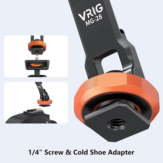 VRIG MG-28 Magnetic Phone Tripod Mount for magsafe, 1/4" Thread & Cold Shoe Camera Phone Mount Adapter Compatible with iPhone 17 16 15 14 13 12 Series, for Cameras/Tripods - Image 5